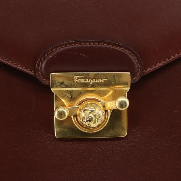 Salvatore Ferragamo Hand Bag Leather Brown Gold - Picture 8 of 15